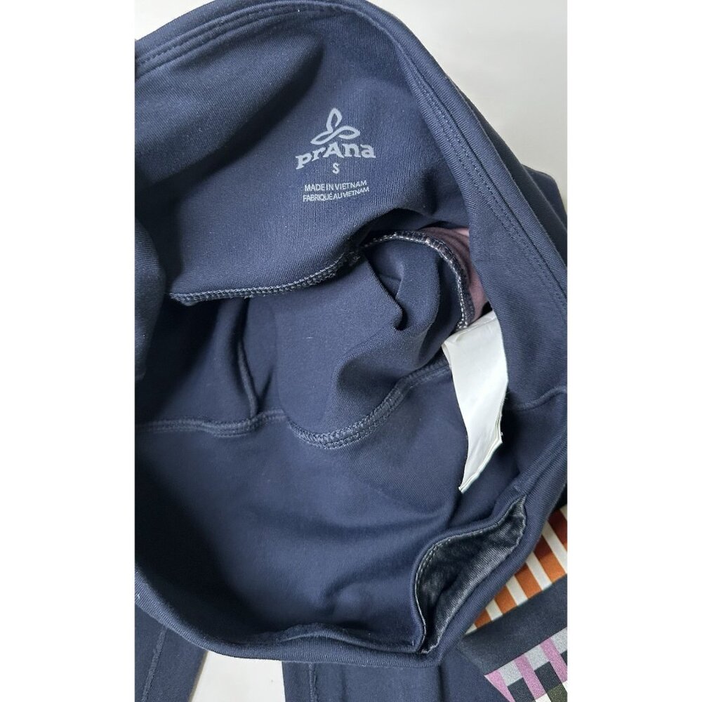 Prana Laye Navy Blue Striped Plaid High Rise Pocket Tight Leggings Size Small - Picture 6 of 9